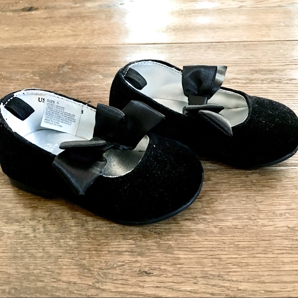 Velvet Mary Janes with Satin Bows